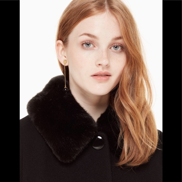 Kate Spade Fur Collar Velvet Trim Wool Coat NWT - Picture 9 of 13